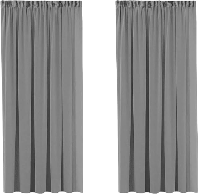 Blackout Room Darking Pencil Pleat Curtains Nursery Décor Thermal Insulated Super Soft Interwoven Lining Window Treatments Draperies with Two Tiebacks - Frost Grey, 66" Width x 54" Drop, 2 Panels
