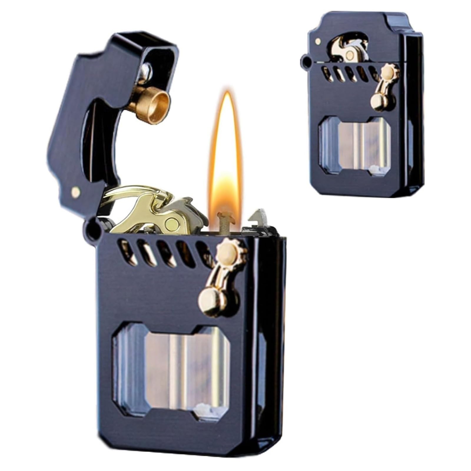 Encendedor mecánico de queroseno con tanque transparente antidesborde
