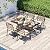 HOMTHING 5-Piece Cast Aluminum Outdoor Dining Table Set for 4 Person - 59.25" Large Dining Table with 2.35" Umbrella Holes & 4 Chairs with Seat Cushions