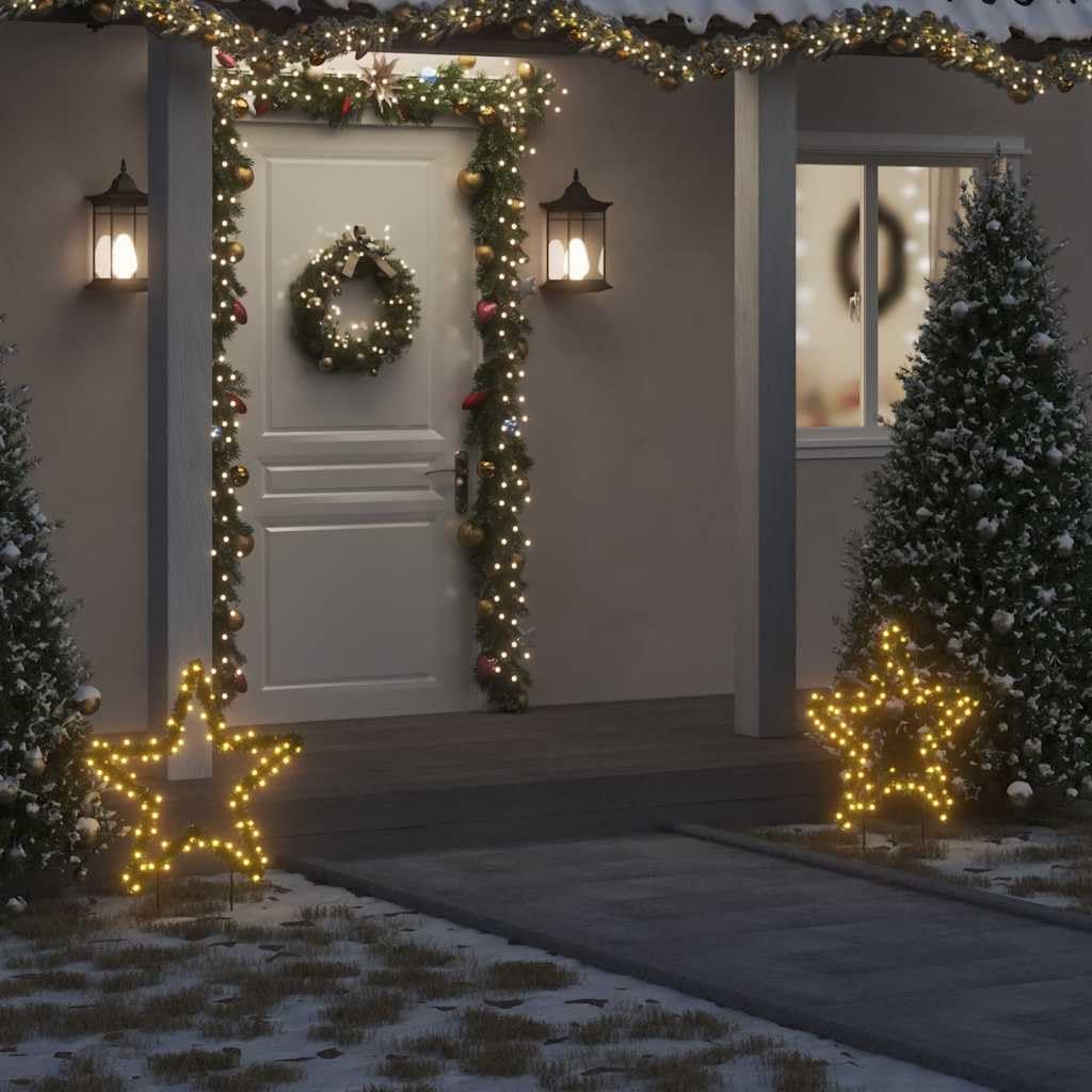Weihnachtsstern Beleuchtung 60cm mit Erdspießen, 80 LED Lichterkette für Garten und Wohnzimmer, 8 Leuchtmodi, IP44 Wasserdicht, Warmweiß, Schwarz