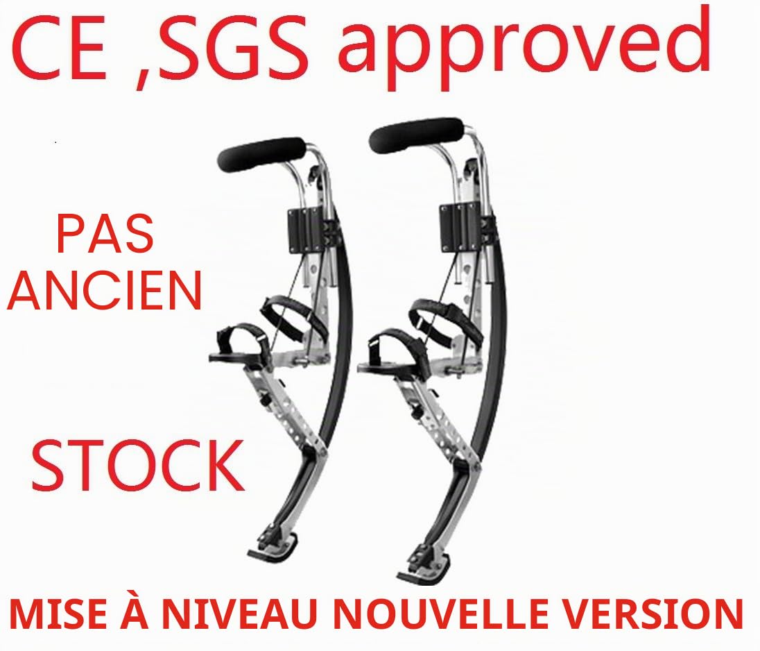 Skyrunner Chaussures kangourou pour adultes, Échasses de fitness et d'exercice (90~110kg/200~242lbs) Chaussures bondissantes (Noir)