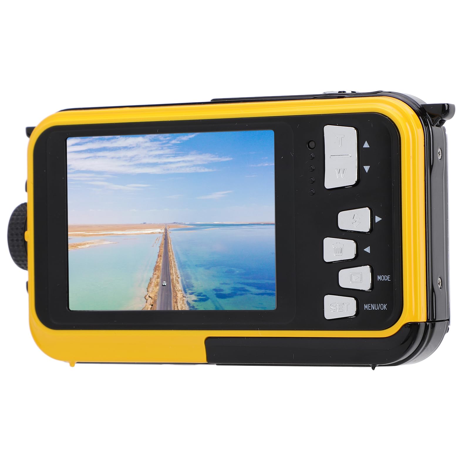 2.7K Underwater Camera, 48MP Waterproof Camera with Dual Screens 16X Zoom Autofocus 11FT Water Resistant Compact Digital Camera for Snorkeling Diving (Yellow)