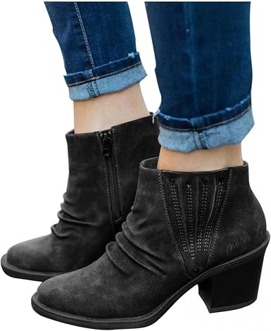 Amazon.com: Xudanell Botas de tobillo para mujer, tacón de bloque con tacón  alto de invierno, botines de cuero casuales, talla grande, botas para mujer  : Ropa, Zapatos y Joyería