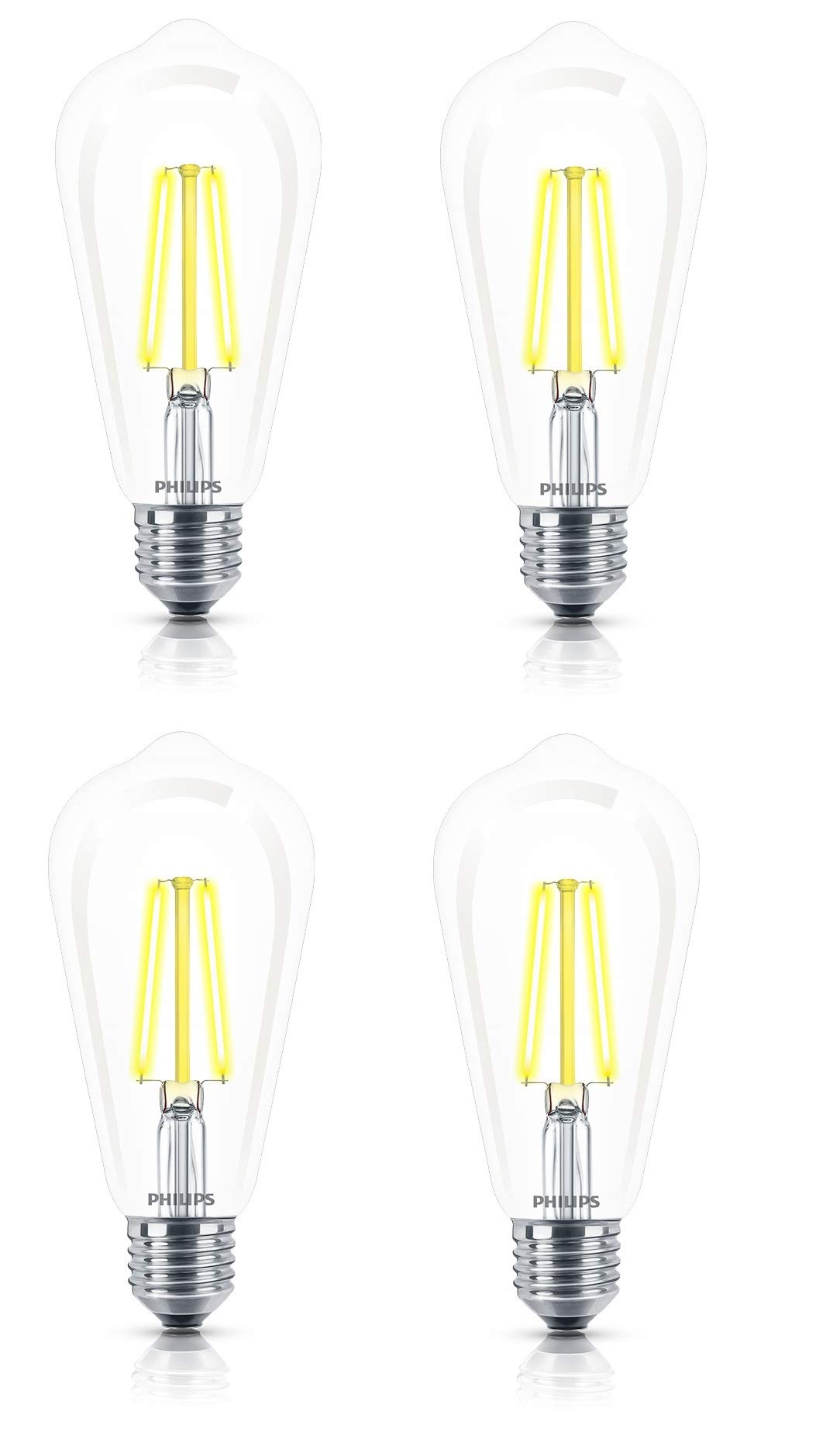 Philips 4-watt E27 ST64 LED Glass Filament Bulb | Decorative LED Bulb for Home Decoration | Warm White/Golden Yellow, Pack of 4-image-29