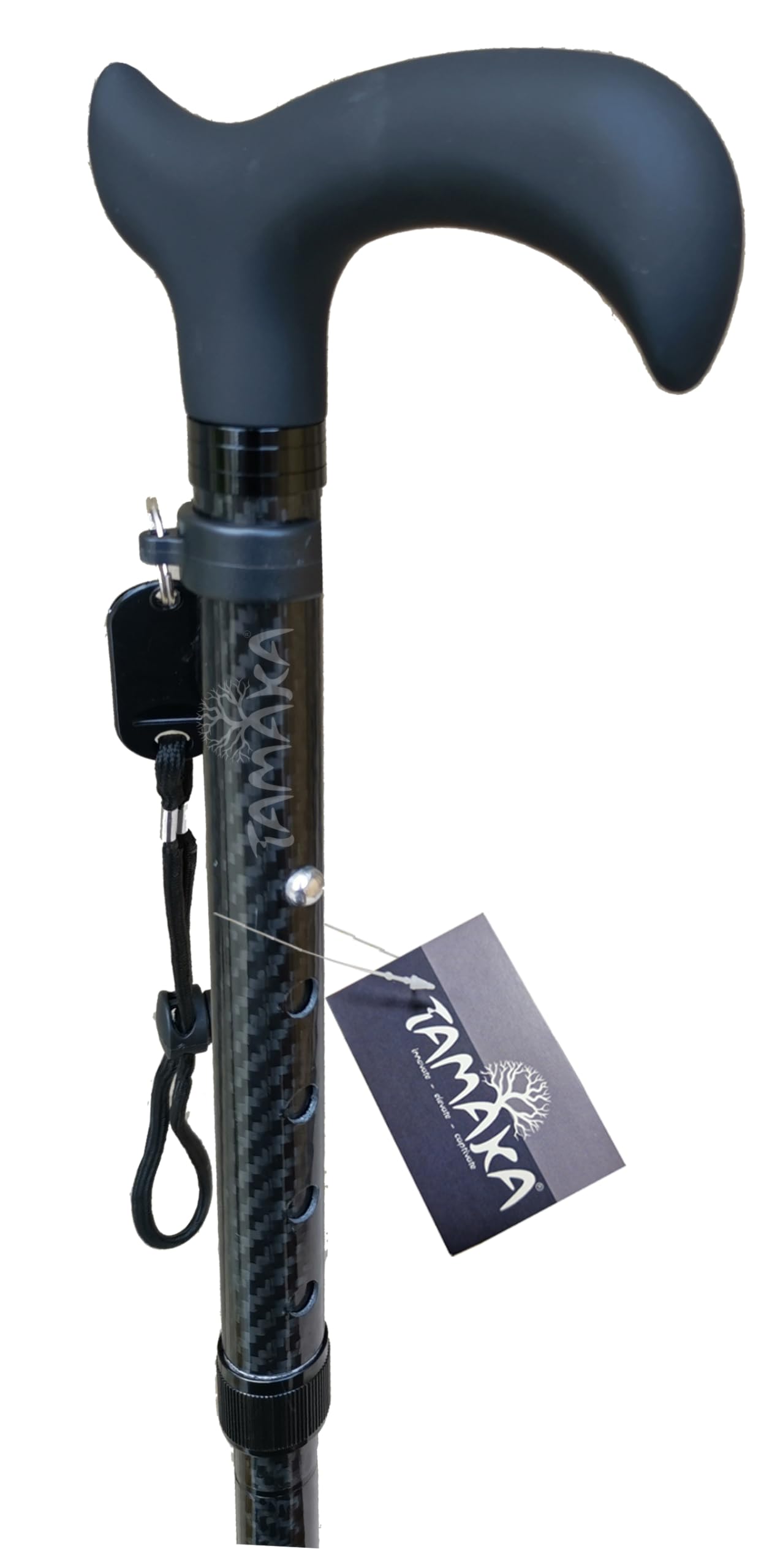 TAMAKA® Bastone da passeggio pieghevole in fibra di carbonio di alta qualità, 4 pezzi, regolabile, leggero e resistente, con impugnatura morbida, alla moda, compatto