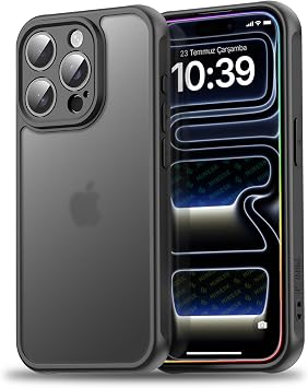 Minesk iPhone 15 Pro Max için MattCover Serisi Arkası Mat Polikarbonat Kenarları Silikon ve Köşeleri Güçlendirilmiş Kamera Korumalı ince Silikon Kılıf (Düz, 15 Pro Max)