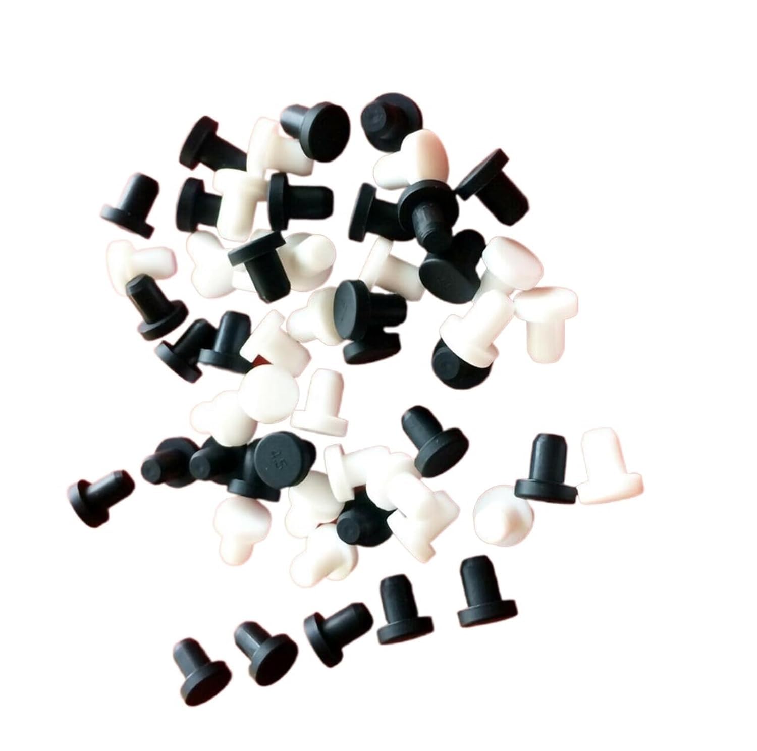Silikonstopfen mit Druckknopf, Innendurchmesser von 2 mm bis 14 mm, rund, fest, Typ T (schwarz, 6,5 mm, 10 Stück) / 14846 (weiß, 5,8 mm (10 Stück))