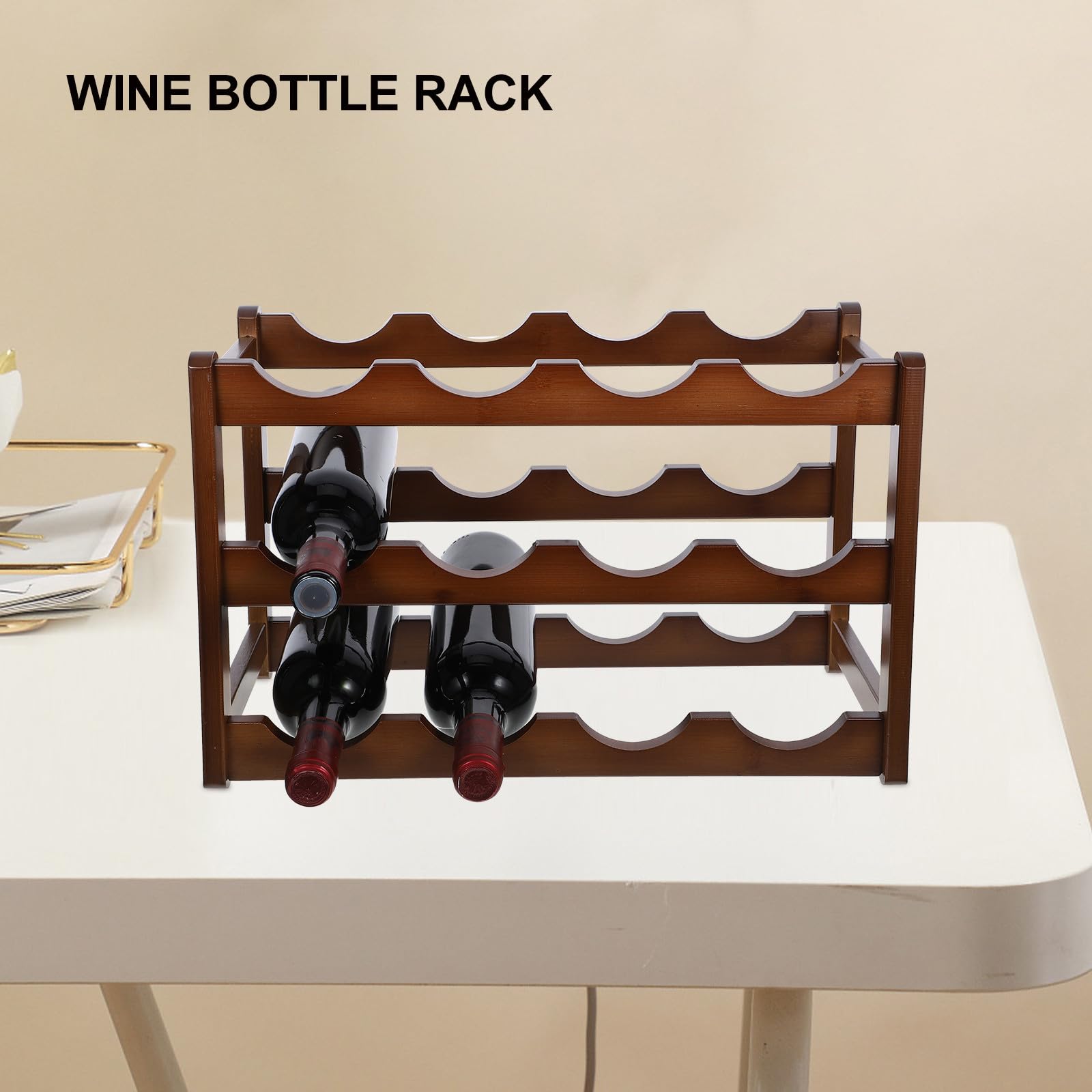 Portabottiglie in Bambù Marrone, Struttura Stabile, Design Salvaspazio