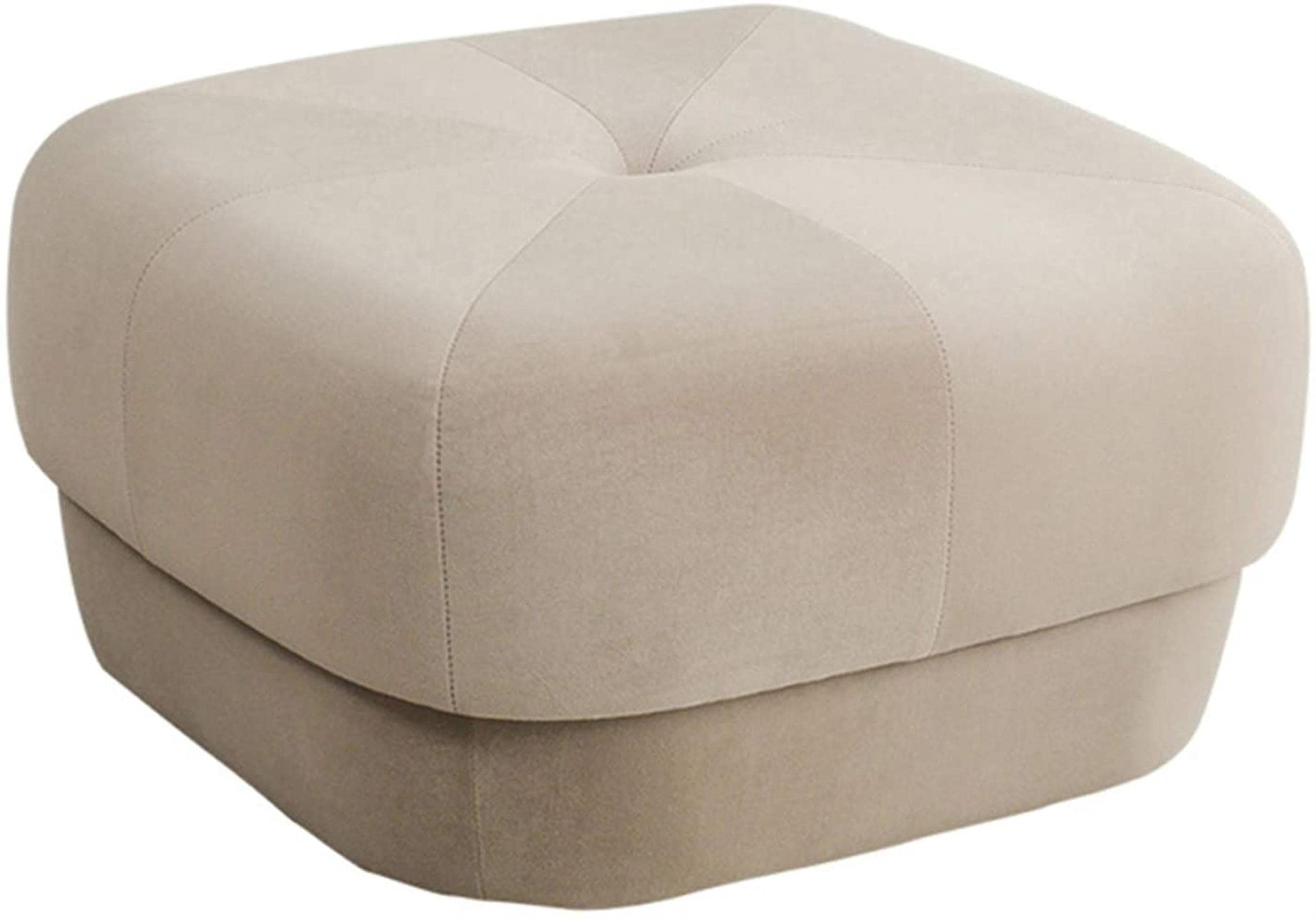 OAkitaSoft Tufted Stool, Fine Brushed Upholstered Footstool Small Pouffe Change Shoe Bench Solid Wood Dressing Stool for Bedroom, Living Room, Office,Green,L (Beige Small)