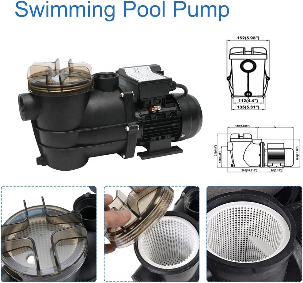 Pool Sand Filter and Pump 10" 1200GPH Filter System 5-Way Valve with Stand Base for Above Ground Pools Easy to Use and Maintain