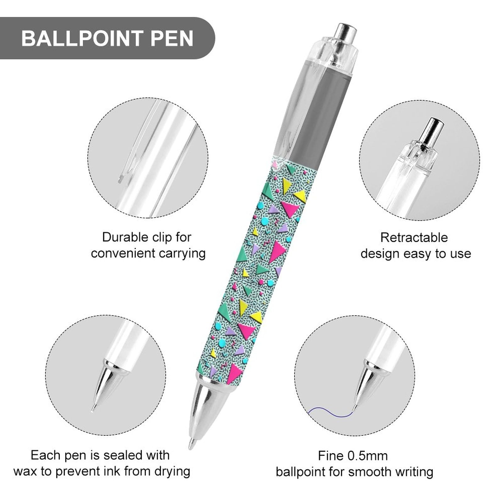 Penna a sfera retrò anni '80 e '90, penna a sfera retrattile, forniture per ufficio, regali per donne e uomini