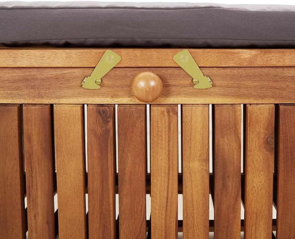 vidaXL Garden Storage Bench Wood with Dark Grey Cushion