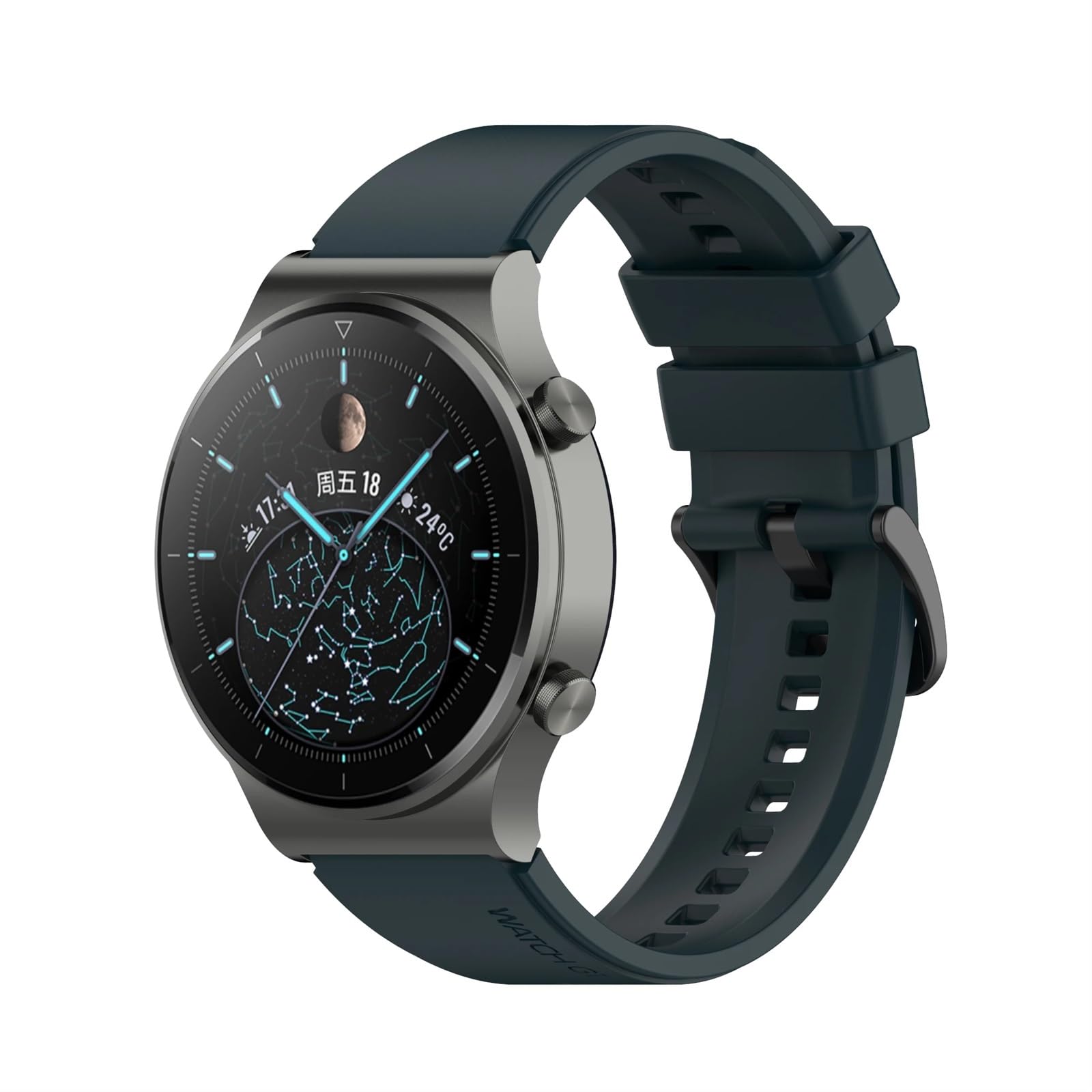 Courroie de montre 22 mm en silicone flexible dark green