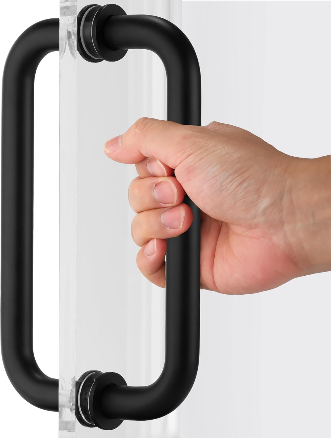 Kolet Shower Door Handle, 8 Inche Center to Center Glass Shower Door Handle, 304 Stainless Steel, Compatible with 1/4" to 1/2" Glass, Secure with Hidden Screw, Matte Black 8 Inches Matte Black