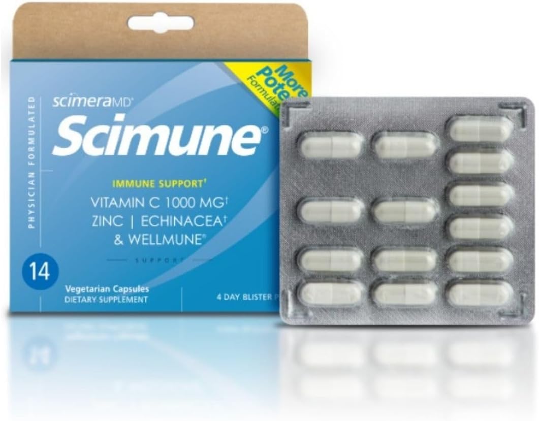 ScimeraMD® Scimune Immune Support Vitamin Supplement with Zinc, Quercetin, Vitamin C, Echinacea, and Wellmune®, 14 CT
