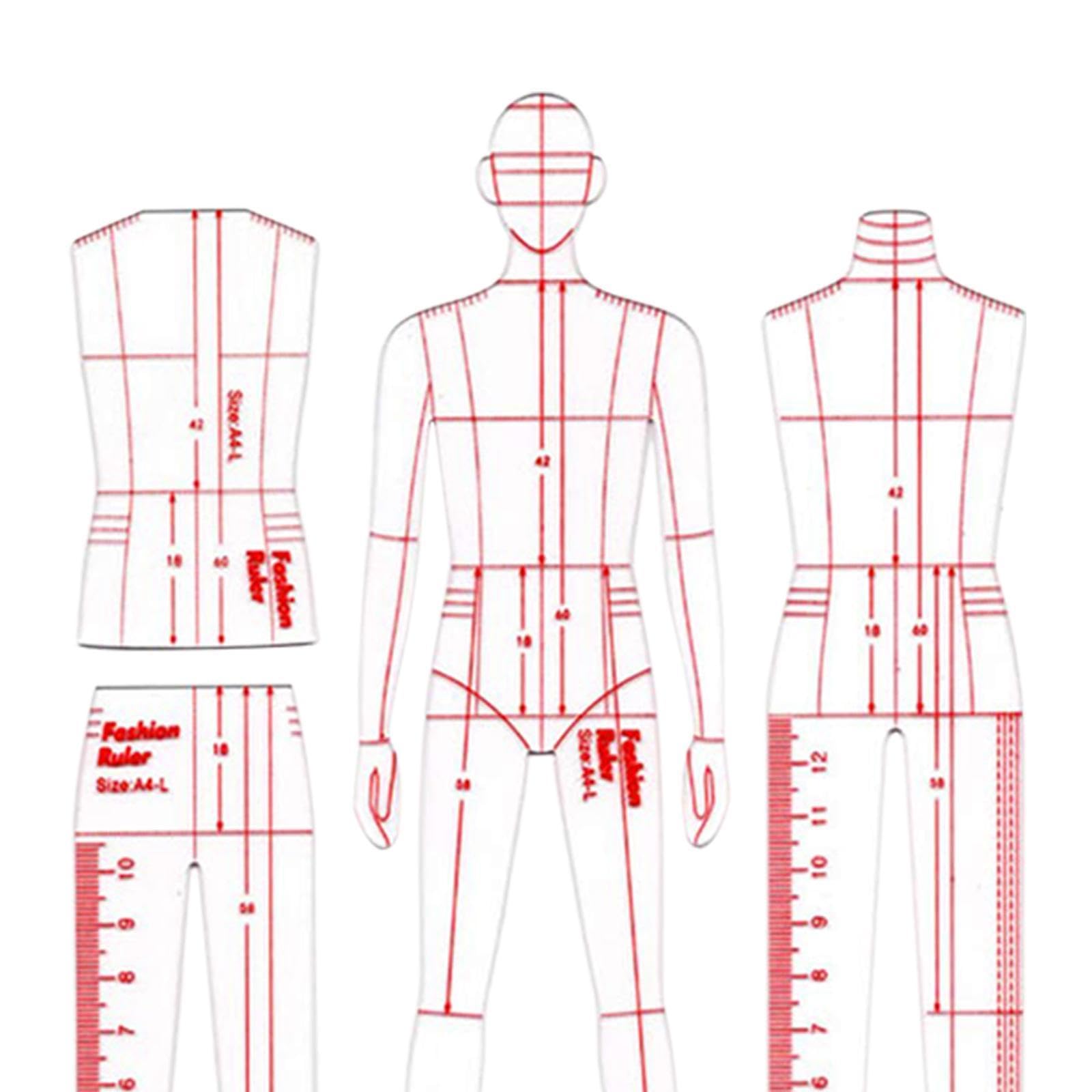Qianly Reglas para Plantillas de Dibujo de Moda, Reglas para Ilustración de Moda para Ropa de Trabajo