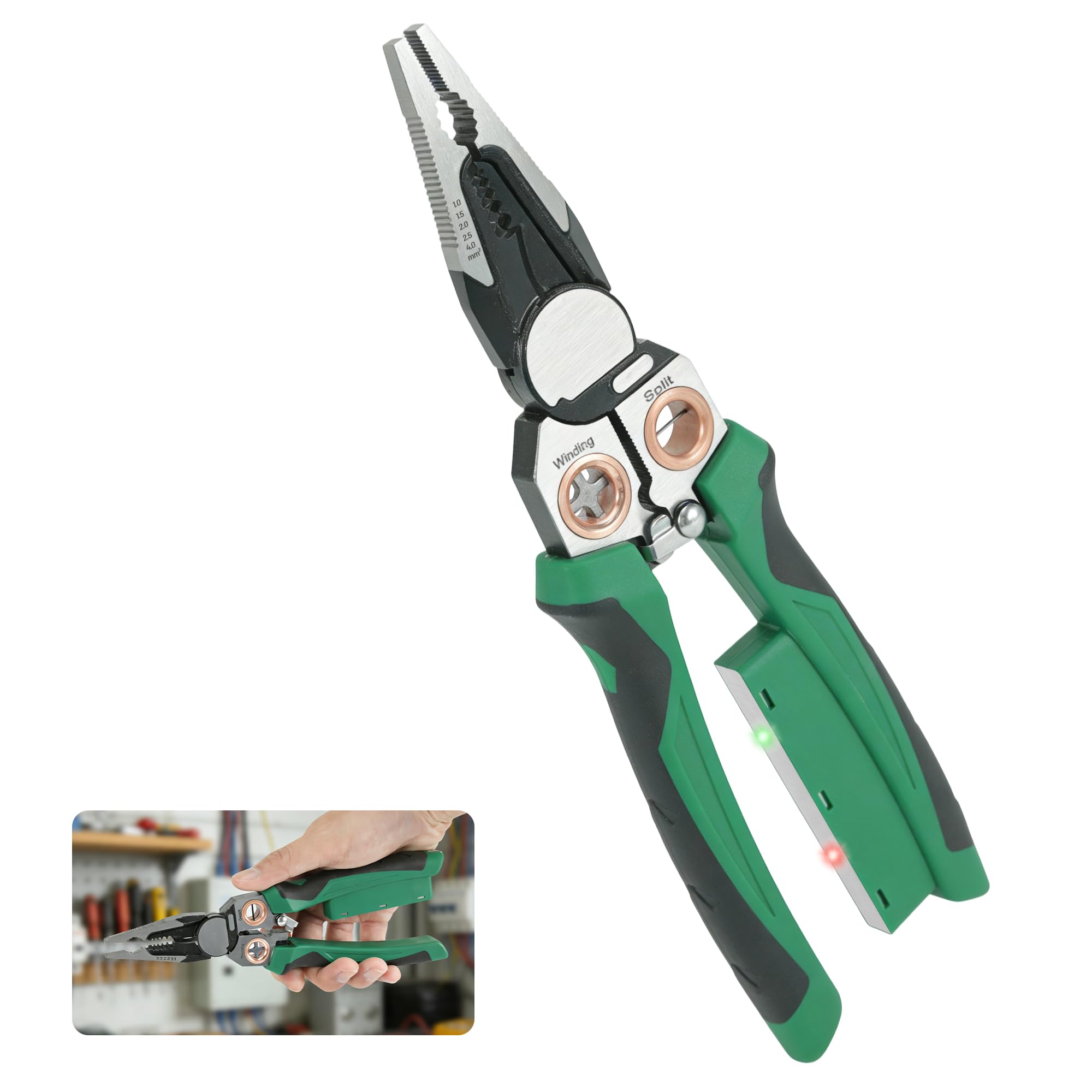 8 in 1 Wire Stripper with Voltage Tester, S2 Steel Wire Cutters Electrical, Cable Stripper Tool, Professional Electricians Pliers for Stripping, Cutting, Crimping, Splitting, Electrician Repair Tool