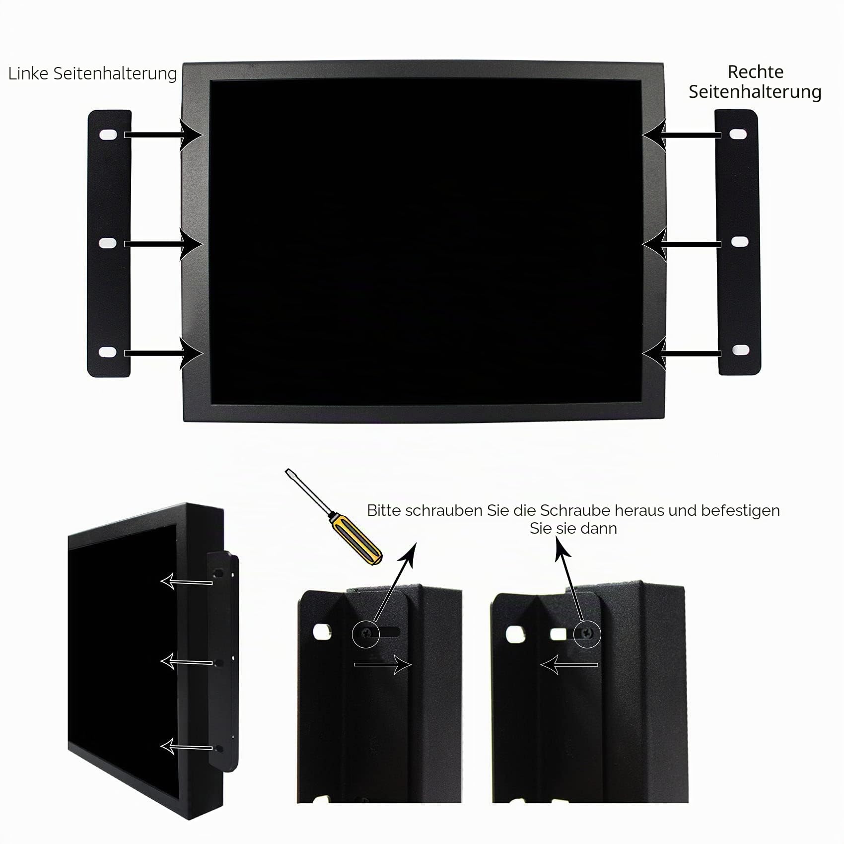 VSDISPLAY 13,3 Zoll 1920x1080 Tragbarer LCD Touch Monitor mit Lautsprechern | Industrieller IPS-LCD Bildschirm, VGA DVI Videoanschluss, Metallgehäuse