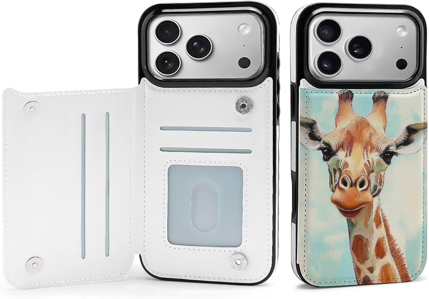 Phone Wallet for iPhone 17 Pro Max Case, Cute Giraffe Prints Flip PU Leather Magnetic Shockproof Phone Case Cover with Card Holder
