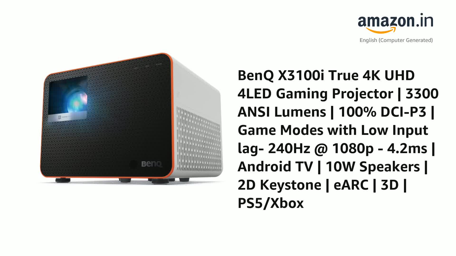 BenQ X3100i 4K UHD 4LED Gaming Projector