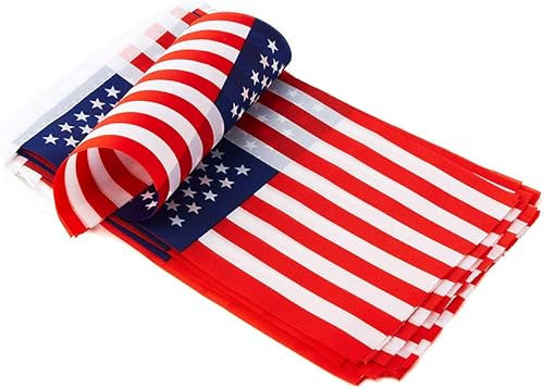 Miniatura 7 de Banderas de Estados Unidos con mini banderines de cadena pequeña para decoración
