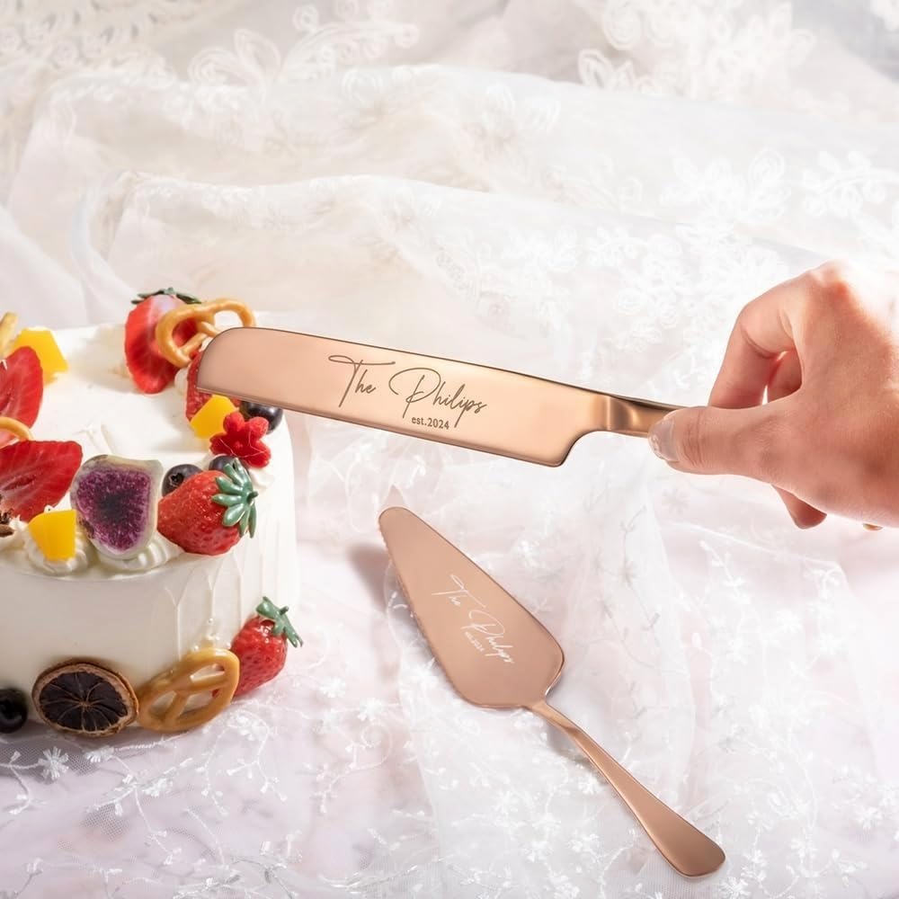 Set Couteau Et Serveur à Gâteau De Mariage - Acier Inoxydable Et Or, élégant