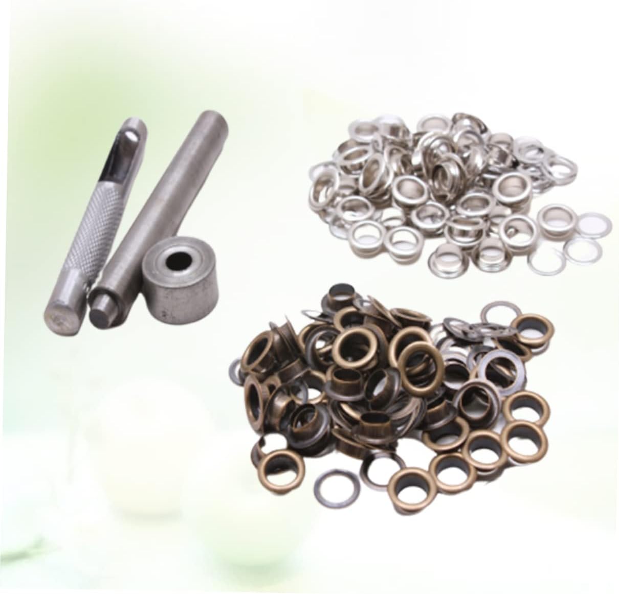 STOBOK 300sets Grommet Kit with Tools Brass Eyelets for Crafts Clothing and Shoes Antique Brass Silver Inner Diameter for Projects