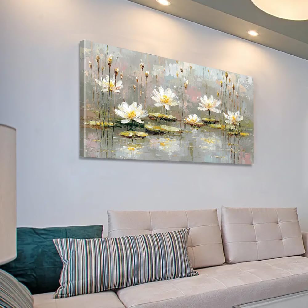 Cuadro decorativo de pared con diseño de nenúfares, lámina abstracta, arte moderno para el hogar, póster para sala de estar (35x70cm/marco interno)
