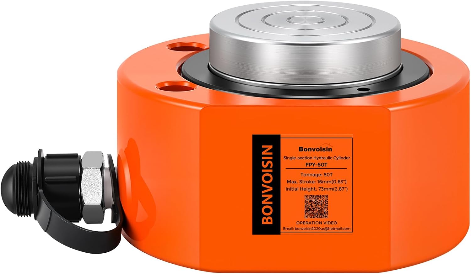 Bonvoisin Hydraulic Ram Cylinder 50T Hydraulic Cylinder Jack Porta Power Ram 0.63" Stroke Low Profile Lifting Cylinders for Machinery Shipbuilding Bridge Construction