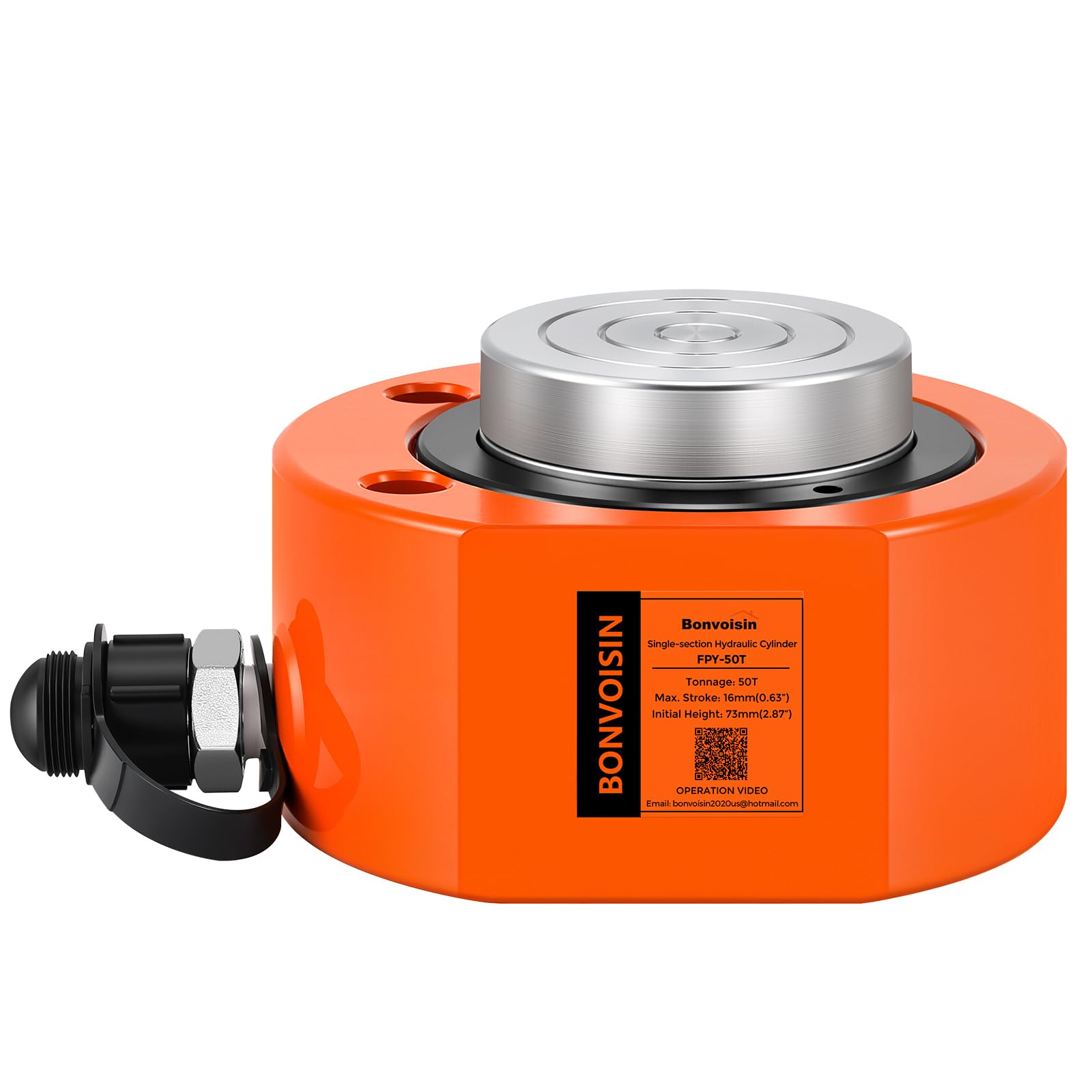 Bonvoisin Hydraulic Ram Cylinder 50T Hydraulic Cylinder Jack Porta Power Ram 0.63" Stroke Low Profile Lifting Cylinders for Machinery Shipbuilding Bridge Construction