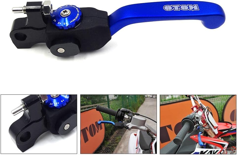 Motorcycle Foldable Adjustable Brake Lever, Universal Aluminium Alloy Brake Handle for CRF RMZ YZF SX SSR KAYO T6 T4 K6 NC250 CB250 Dirt Bike Parts (Blue)
