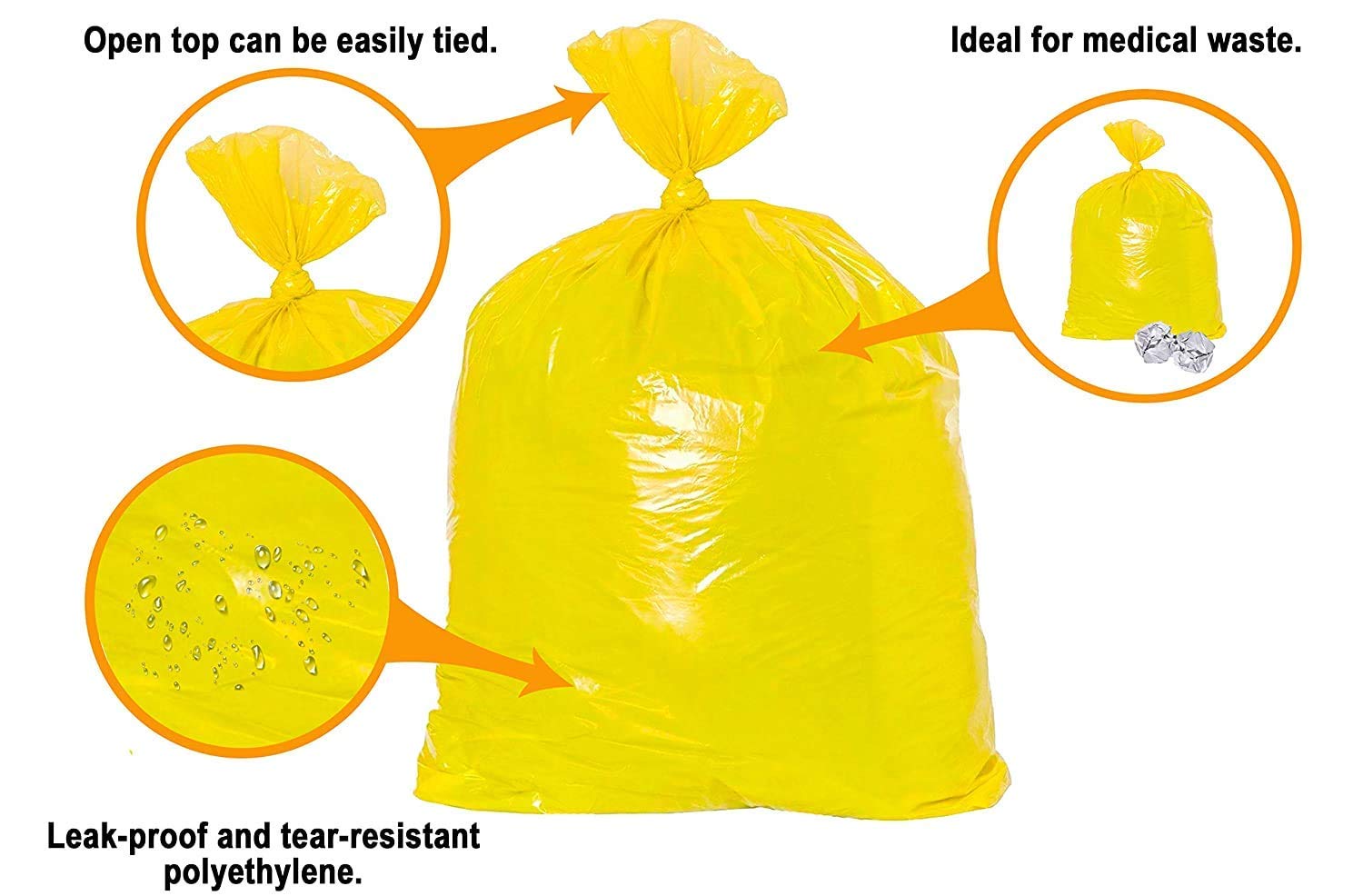 Biohazard Waste Bags - Red, Blue, Yellow (30 Pack) -3