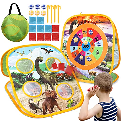 TOY Life Bean Bag Toss Game for Kids Outdoor Toys for Kids Ages 3-5 - Kids Cornhole Game Set Toddler Games Age 2-3-4-5 Outdoor Outside Toys Game for Kids Dinosaur Party Games Indoor for Kids