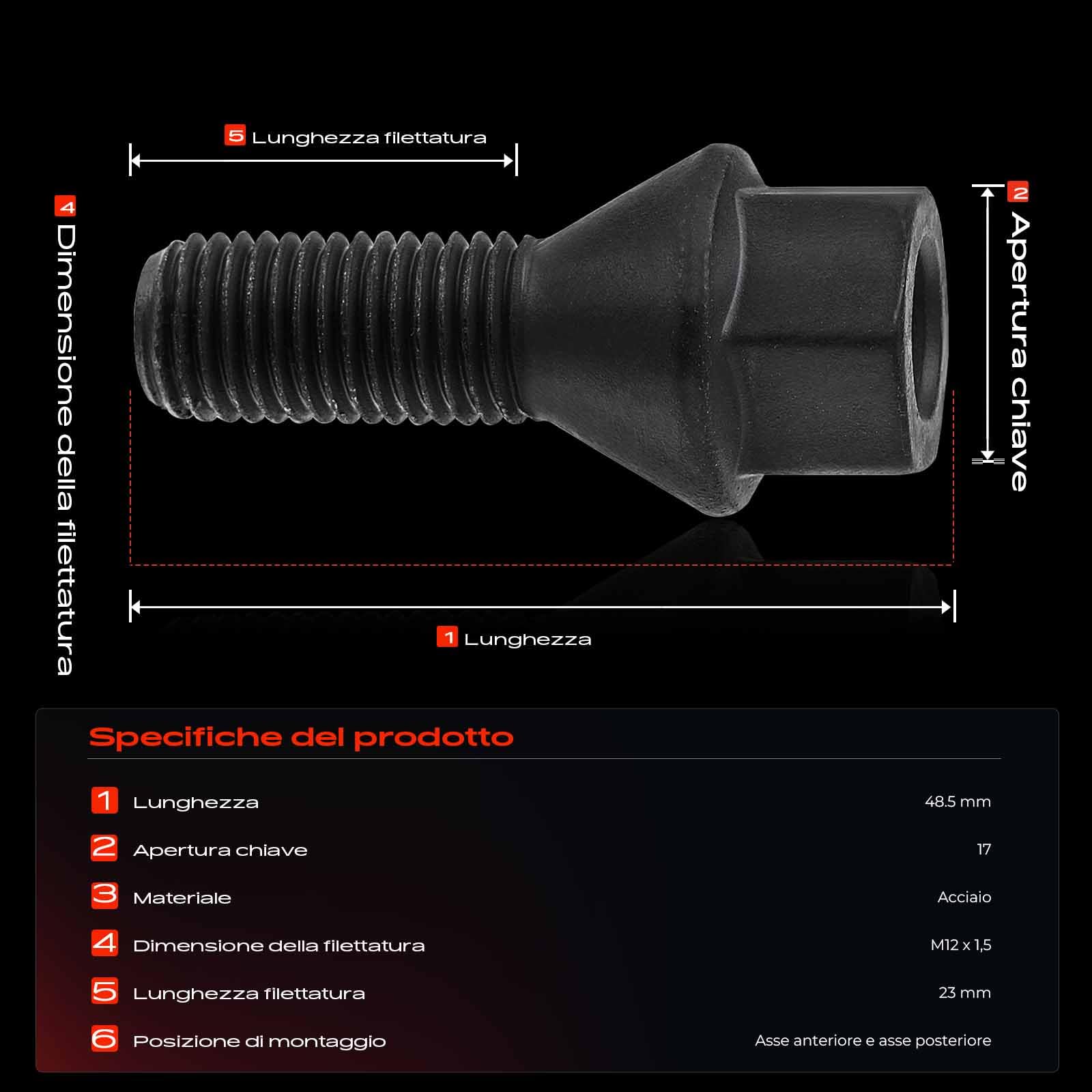 Frankberg 5x Bulloni per ruota Vite ruota Compatibile con Serie 1 E81 E87 Serie 3 E21 E30 E36 E46 E90 Serie 5 E12 E28 E34 E60 E61 Serie 6 E24 E64 1975-2017 610-574