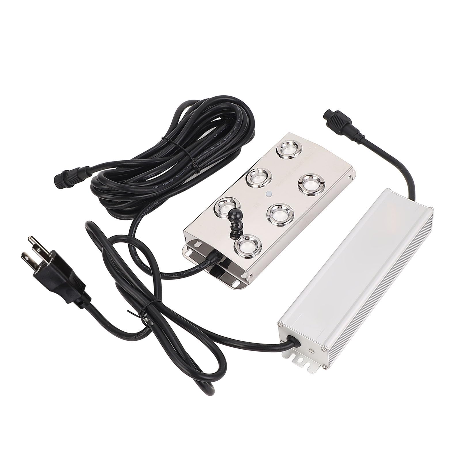 Hyuduo 6 Head Ultrasonic Mist Maker 5L H 304 Stainless Steel Water Proof Ultrasonic Fogger with 200W IP67 Power Supply for Vegetable Preservation Pond Landscape (US Plug 100-240V)