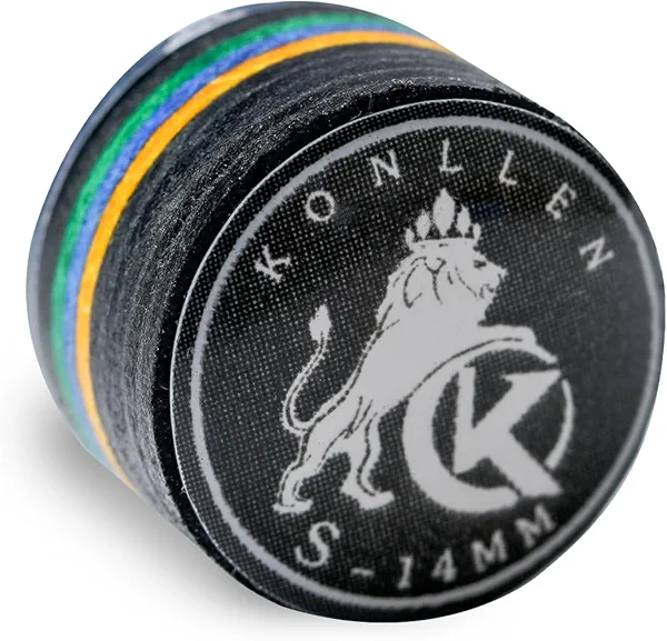KONLLEN Pool Cue Tips 9 Layers Rainbow Billiards Tip (Hardness SX/SS/S/M/MH/H) (Size 11mm/14mm) Pool Cue Tip with Transparent Gasket Billiards Cue Accessories