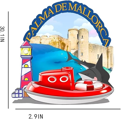Miniatura 3 de Imán de madera para nevera, diseño de Palma de Mallorca de España, monumentos 3D, recuerdos coleccionables, decoración hecha a mano -90