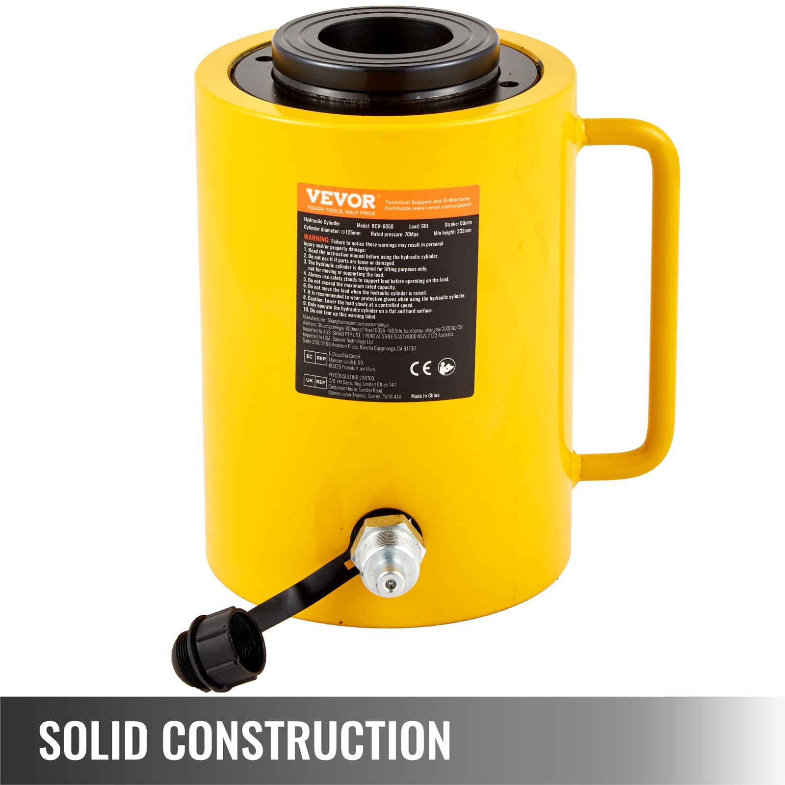 Vevor 60T 2 Inch Hydraulic Cylinder Jack Hollow Single