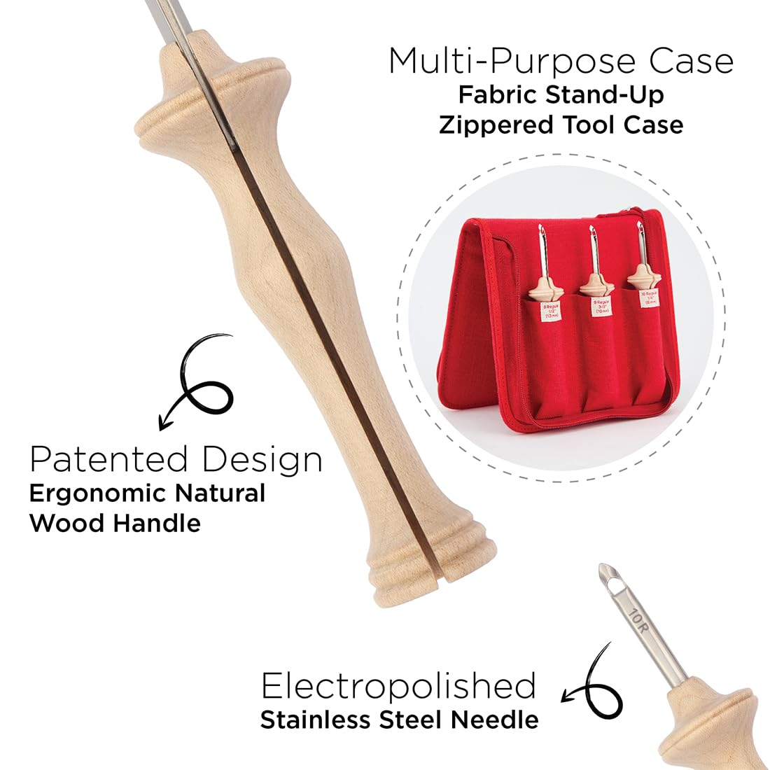 Oxford Punch needle set regular Naturel Wood 3-13mm - 1pc