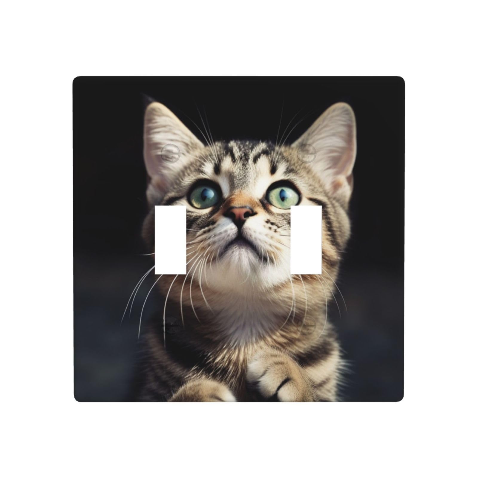 Kloph Cat Decorator Double Toggle Light Switch Covers Wall Plate 2-Gang Standard Size 4.5" X 4.5" Double Toggle Switch Wallplate Decorative 2 Gang Wall Switch Plate Covers