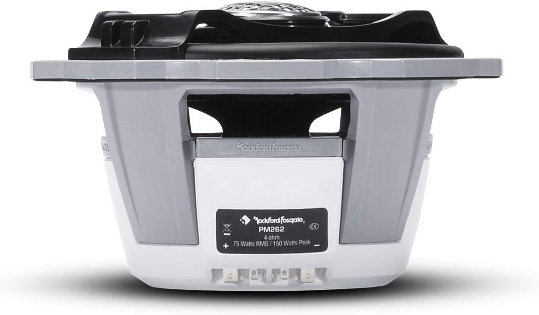 Hinteren view of Rockford Fosgate PM262 speaker showing wiring terminals