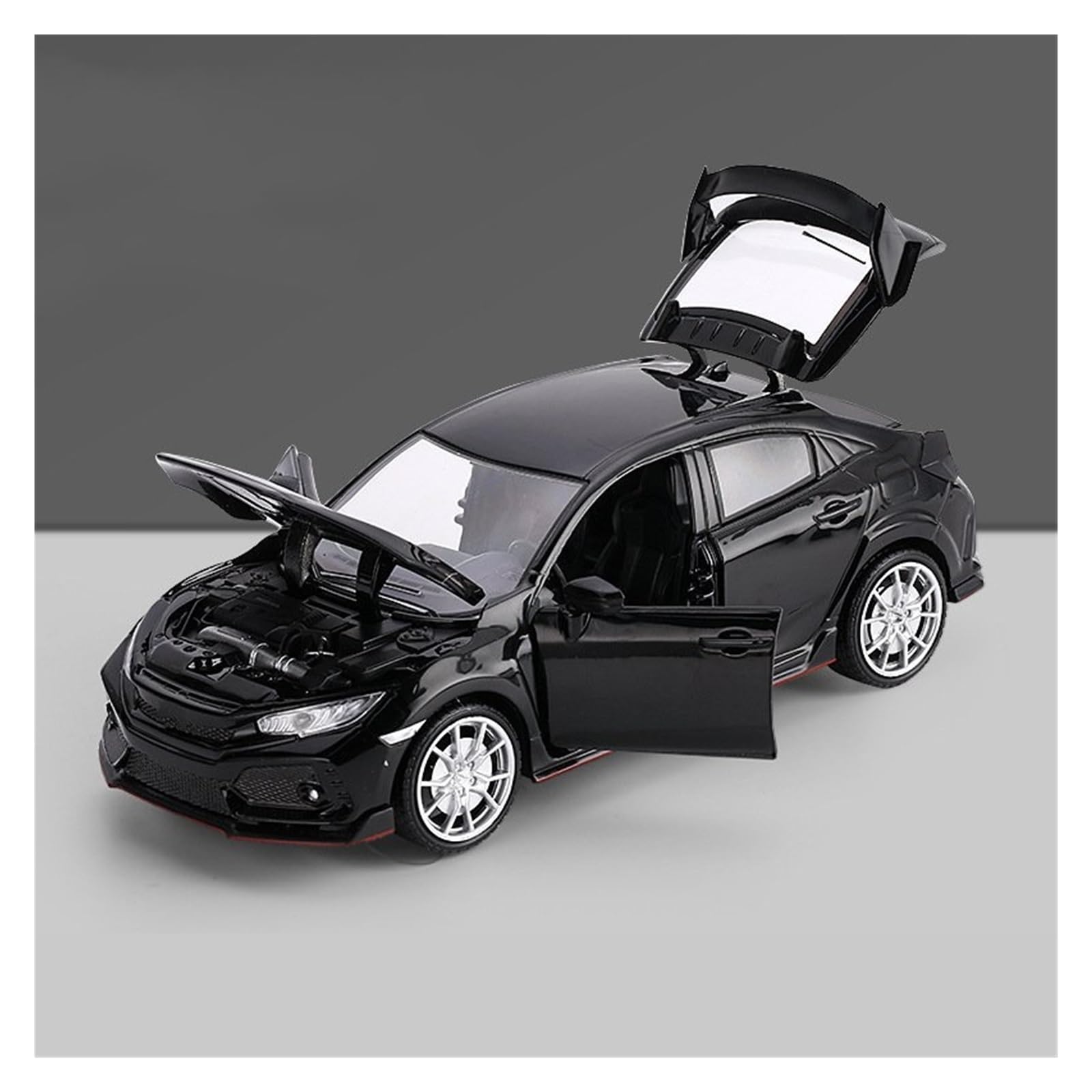 Btwodian Scale Model Car 1:24 For HONDA For Civic Alloy Car Model Diecasts Metal Vehicles Desk Decoration(Black)