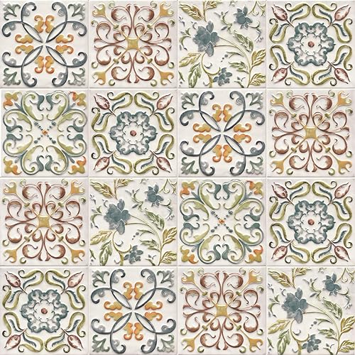 Wudnaye Bohemian Wallpaper Peel and Stick Faux Tile Contact Paper...