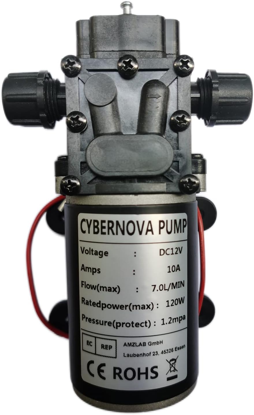 CYBERNOVA DC 12V 7L / min Hochdruck-Rückfluss-Membranpumpe Selbstansaugende Wasserpumpe für Camping/Boot/Wohnmobil/Garten/Fahrzeug/RV Reinigung/Bewässerung/Sprühen