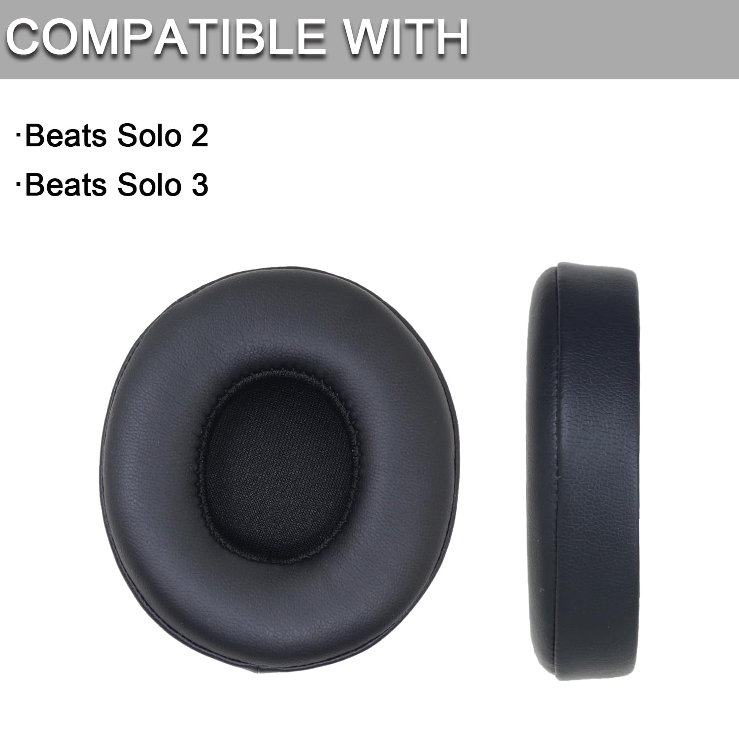 Replacement Ear Pads for Beats Solo 2 & Solo 3 Wireless On-Ear Headphones, Replacement EarPads Cushions Headphones Covers with Memory Noise Isolation Foam Softer Leather-Black