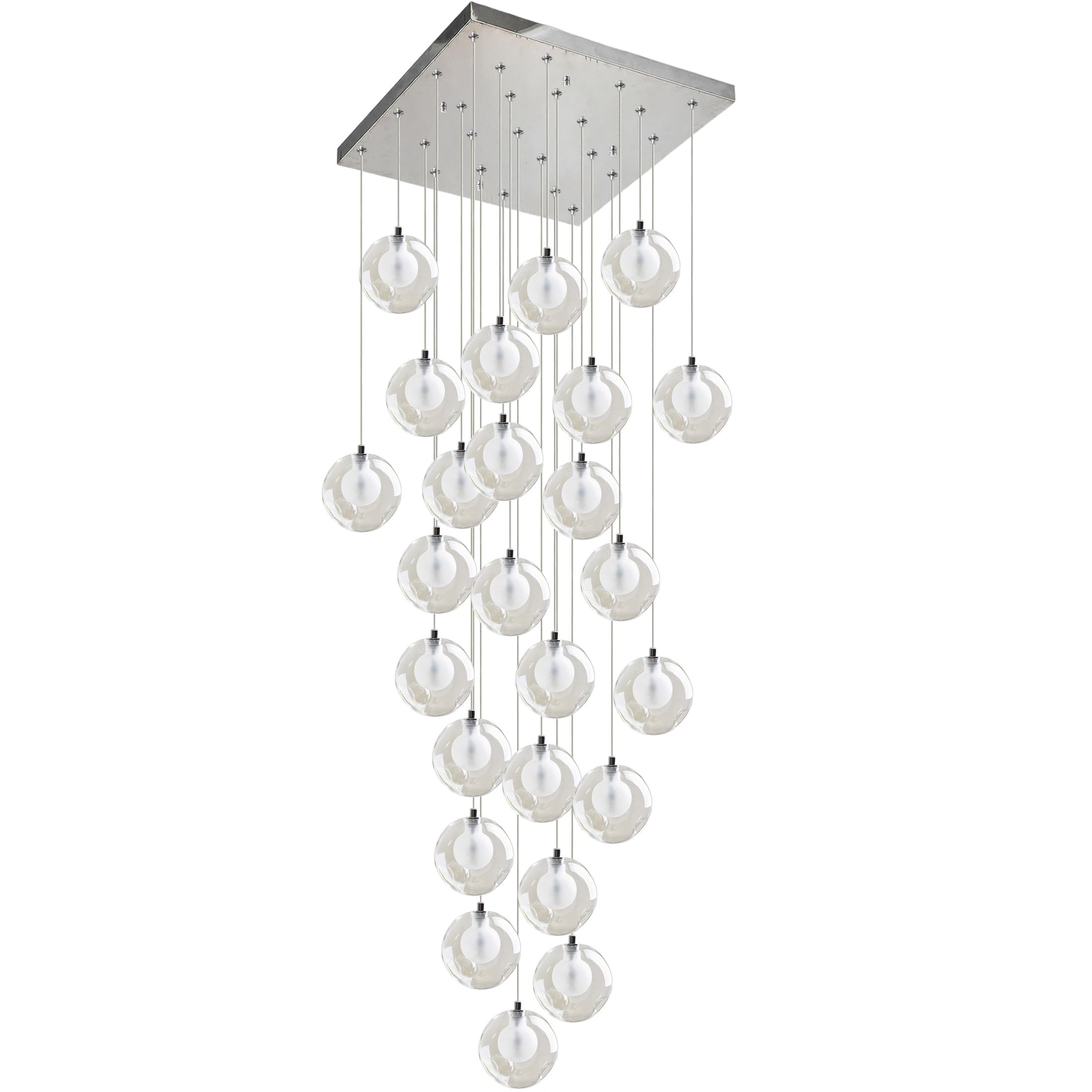 FYZDLAOR 25-Light High Ceiling Chandeliers Postmodern Raindrop Pendant Light Double Layer Glass Shades Square Canopy Flush Mount Chandelier