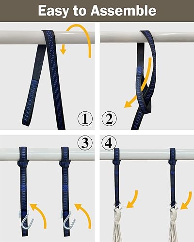 Miniatura 5 de Silla hamaca colgante de cuerda con 2 cojines y kits de herramientas, resistente y duradero, suave algodón tejido a mano, silla colgante de macramé