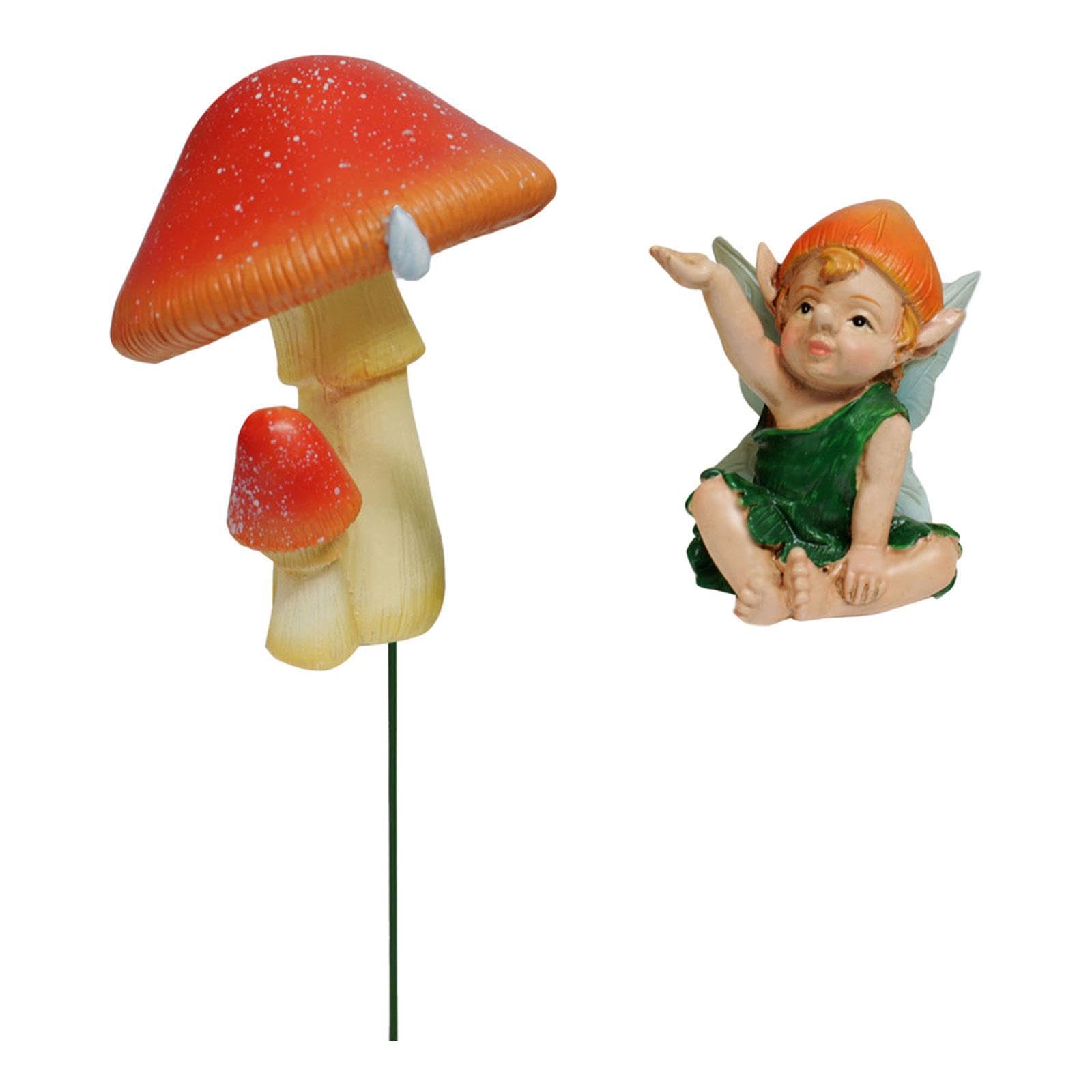 TWISAXC Fairy Garden Decor Mushroom Elf Statue Delightful Resin Figure Miniature Decoration For Lawns Flower Beds And Porches Fairy Garden Accessories Miniature Figurine Decor