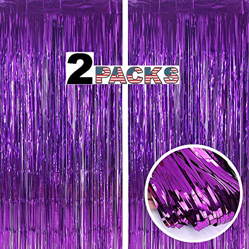 Rideau de fête en aluminium violet lot de 2 décoration mariage anniversaire et stand photo