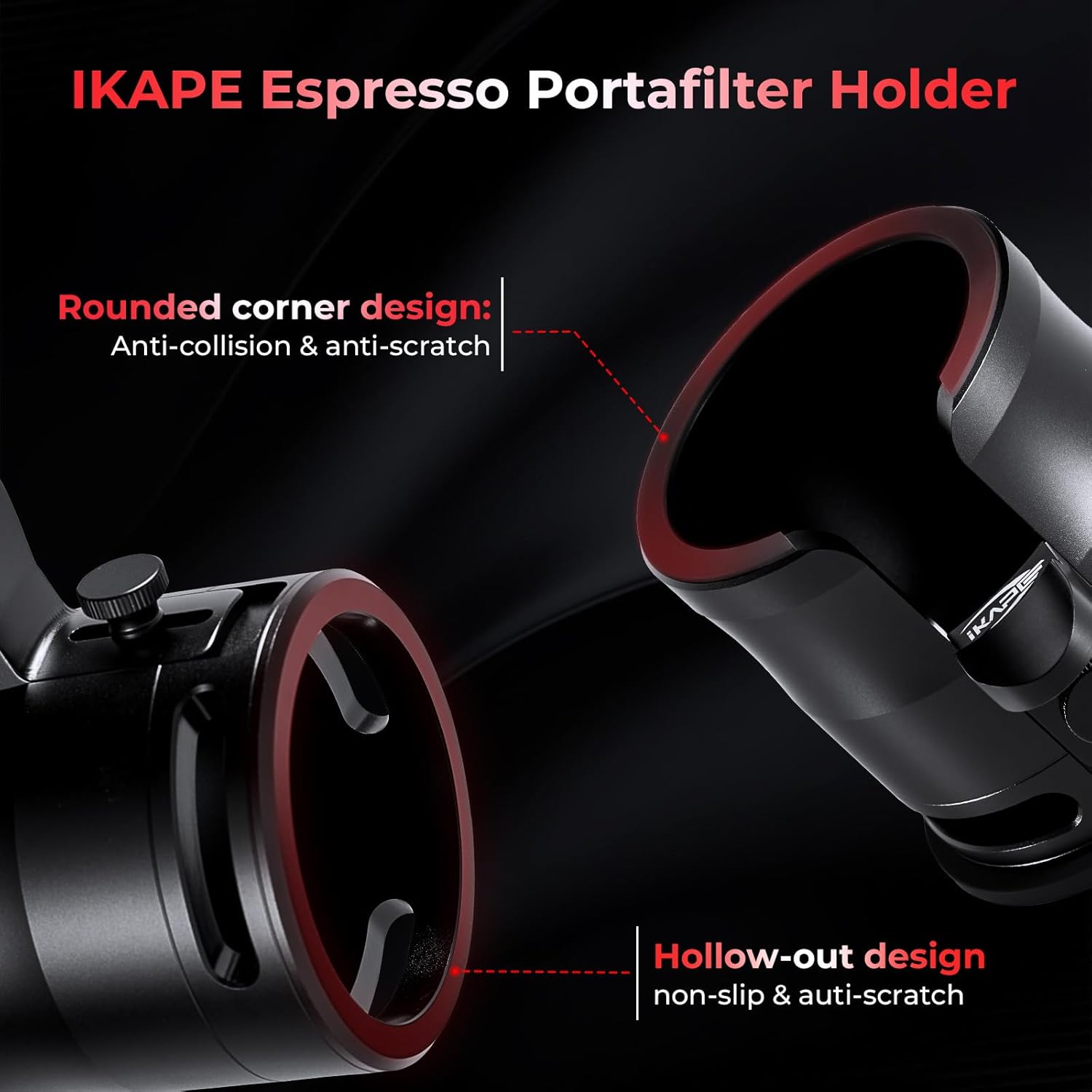 IKAPE Newly Upgrade Espresso Tamper Portafilter Holder, Aluminum Alloy Espresso Portafilter Tamping Stand Base, Fit for 51MM to 54MM Espresso Portafilter